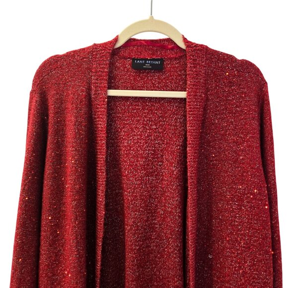 Lane Bryant Wool Blend Metallic Sequin Open Cardigan Sweater Size 18/20 - Picture 4 of 6